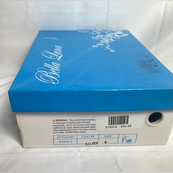 Bella Luna Women's Open Toe Chunky High Heel Rhinestone Glitter Sandals - Picture 6 of 7